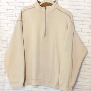 Columbia Jacket Mens Size XL Beige Quarter Zip Fleece Lined Pullover Jacket